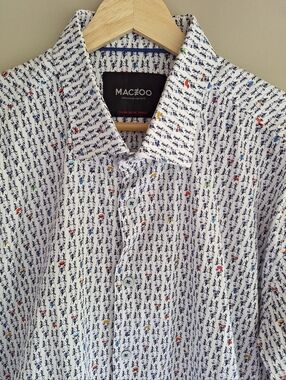 Maceoo Fibonacci Luxury Men's Shirt - Dog Pattern - Cotton Jersey - Size 6/2XL